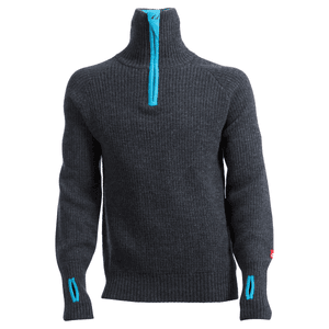Hovedbilde Rav sweater w/zip Charcoal Melange / Blue Atoll